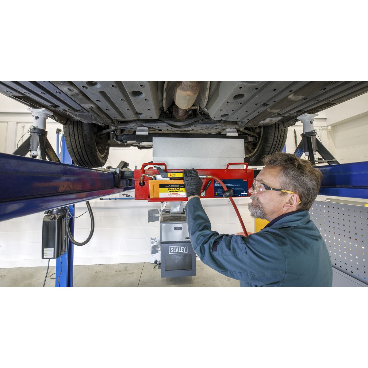 Sealey Air Jacking Beam 2 Tonne with Arm Extenders & Flat Roller Supports SJBEX200A