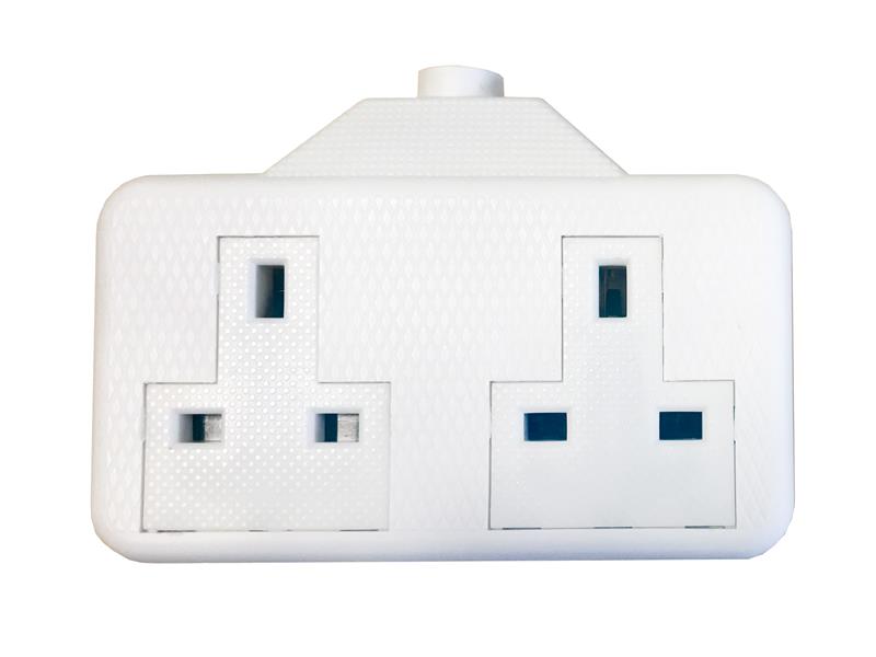 SMJ White Trailing Extension Socket 13A 2-Gang SMJRTS2GW