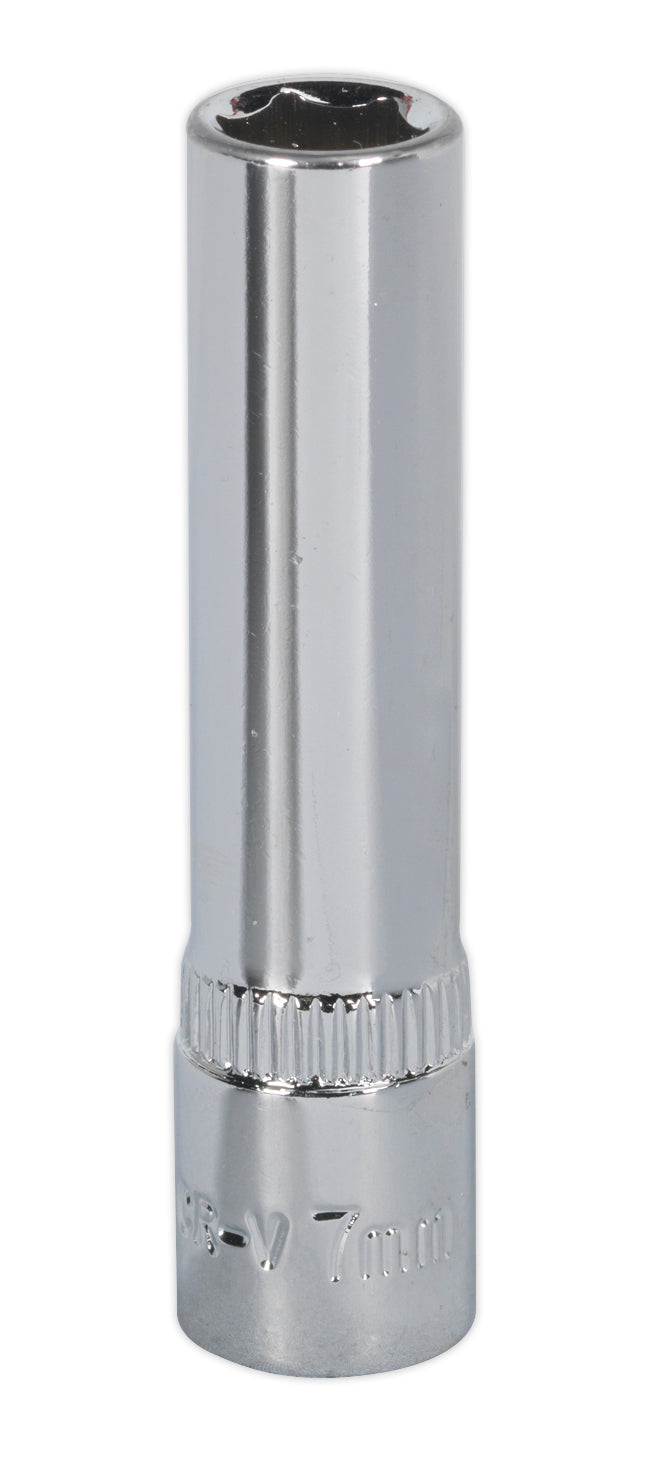 Sealey Metric Socket 7mm Deep 1/4"Sq Drive Fully Polished SP1407D