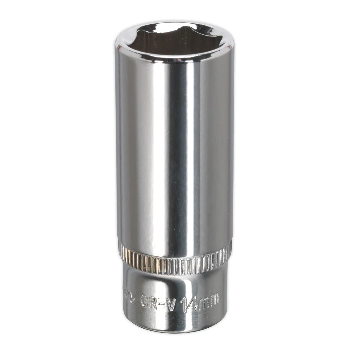 Sealey Metric Socket 14mm Deep 1/4"Sq Drive Fully Polished SP1414D