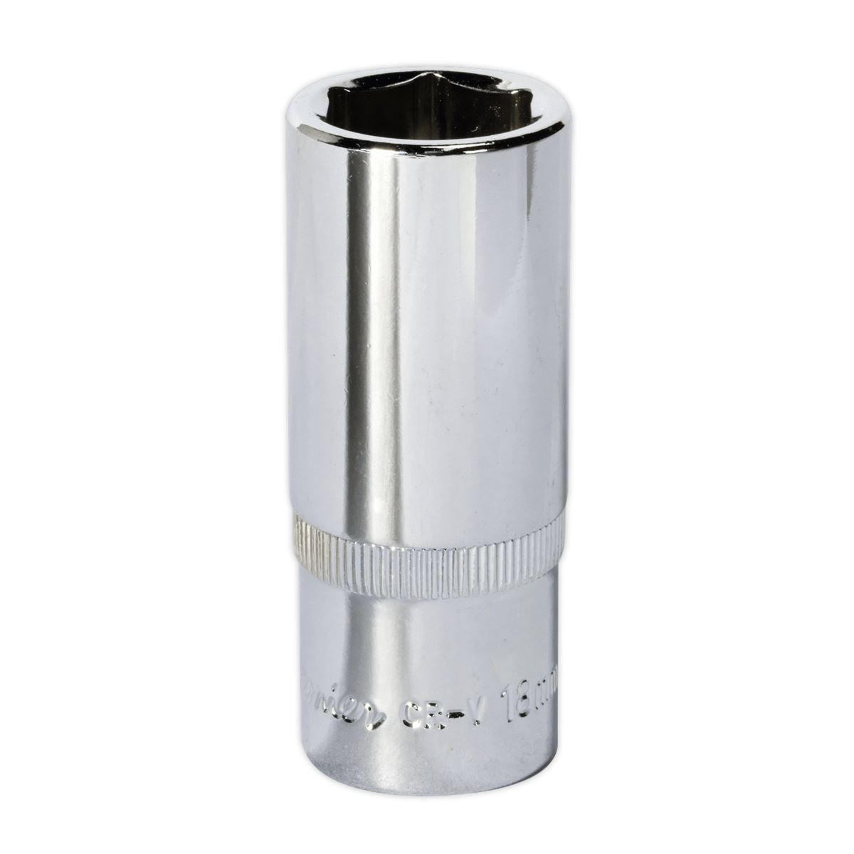 Sealey 18mm Deep 3/8"Sq Drive WallDrive Socket Chrome Hardened Tempered SP3818D
