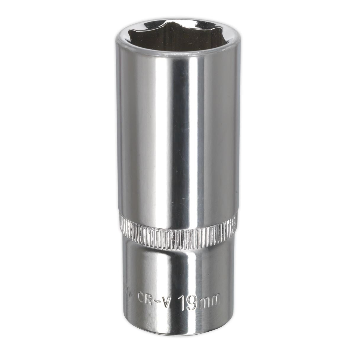 Sealey 19mm Deep 3/8"Sq Drive WallDrive Socket Chrome Hardened Tempered SP3819D