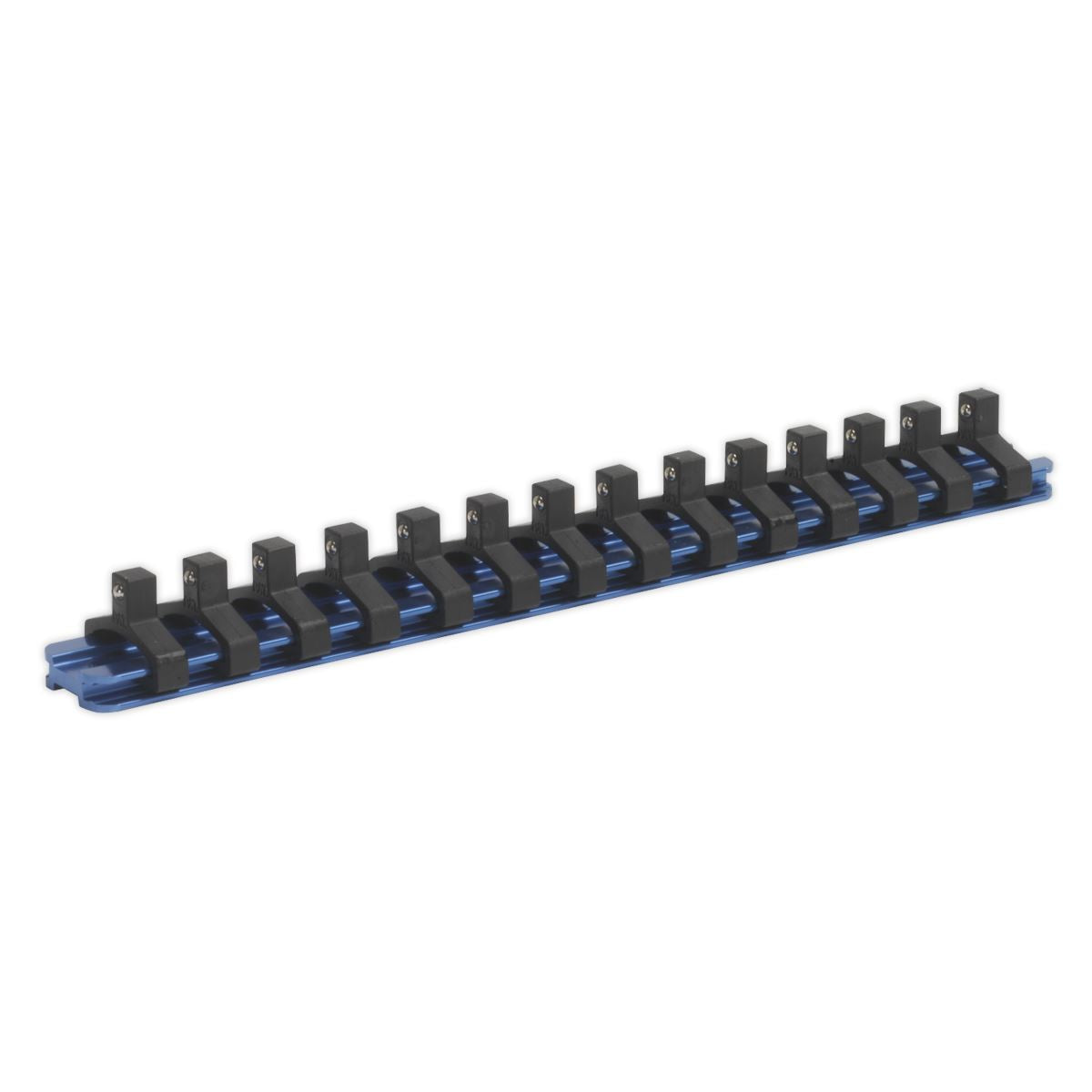 Sealey 1/4"Sq Drive Socket Retaining Rail with 14 Clips Aluminium SR1414