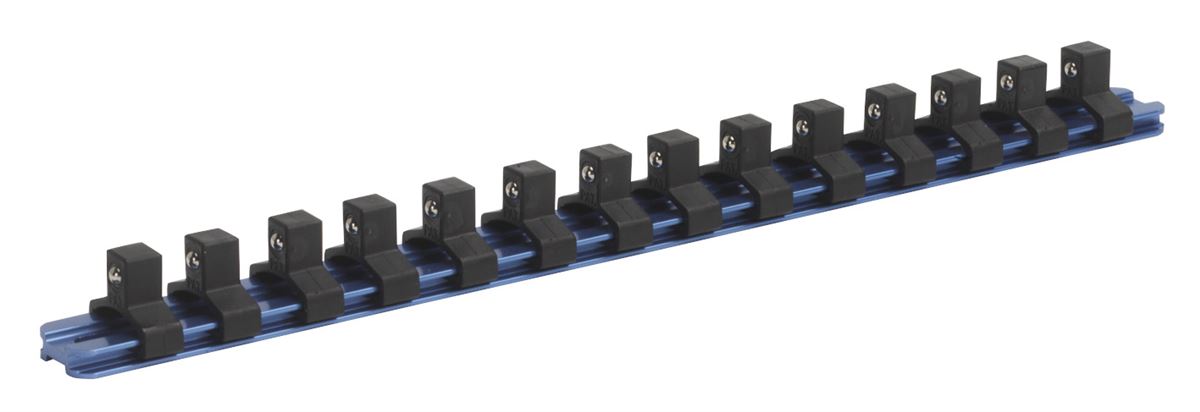 Sealey 3/8"Sq Drive Aluminium Socket Retaining Rail with 14 Clips SR3814