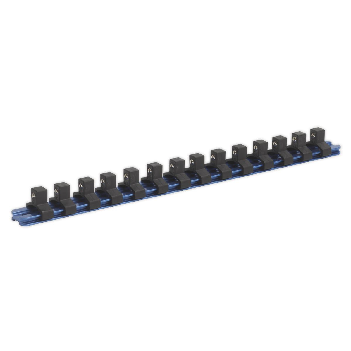 Sealey 3/8"Sq Drive Aluminium Socket Retaining Rail with 14 Clips SR3814
