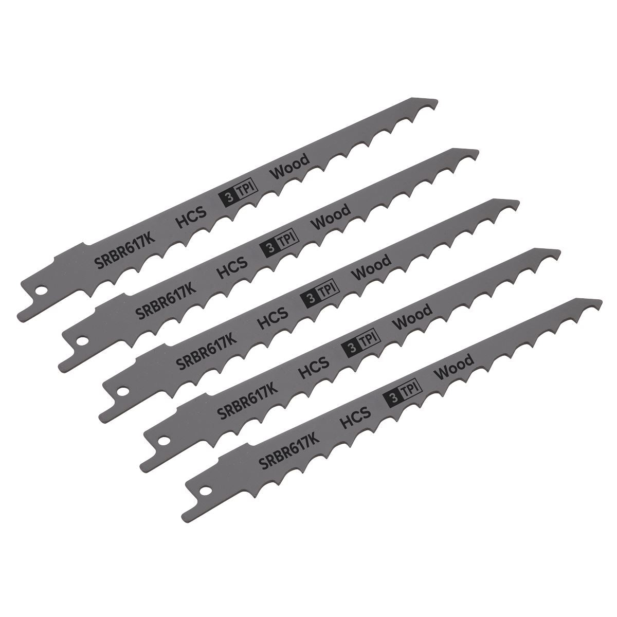Sealey Reciprocating Saw Blade Pruning & Coarse Wood 150mm 3tpi - Pack of 5 SRBR617K