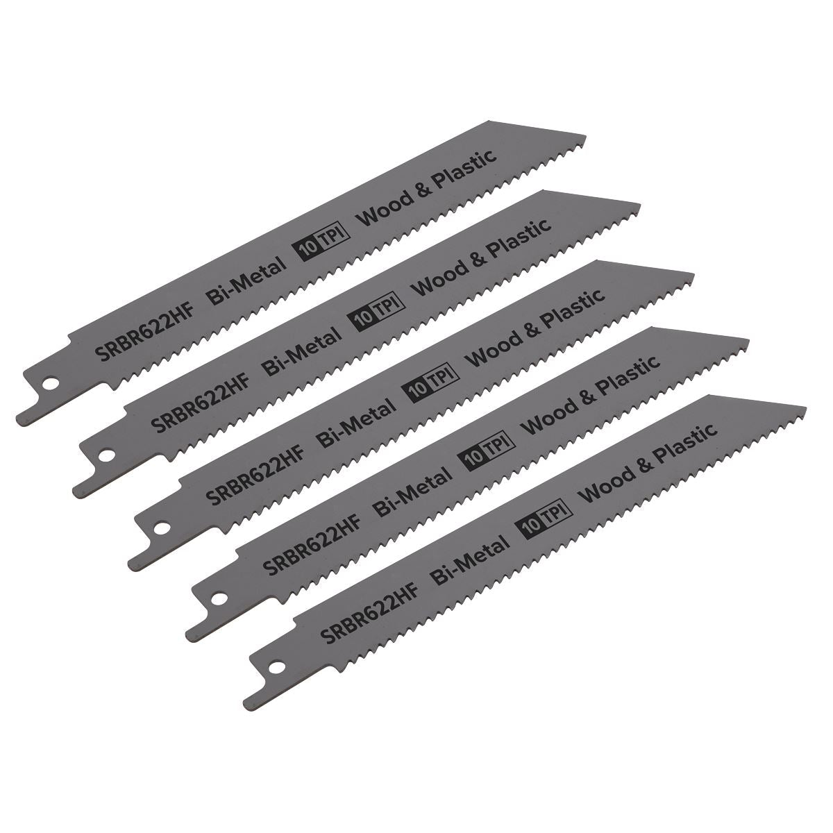 Sealey Reciprocating Saw Blade Wood & Plastics 150mm 10tpi - Pack of 5 SRBR622HF