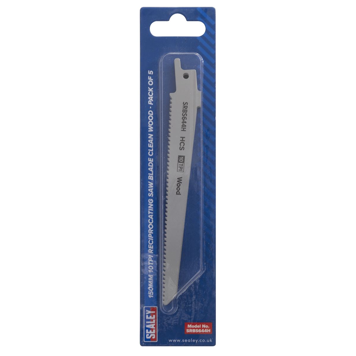 Sealey Reciprocating Saw Blade Clean Wood 150mm 10tpi - Pack of 5 SRBS644H