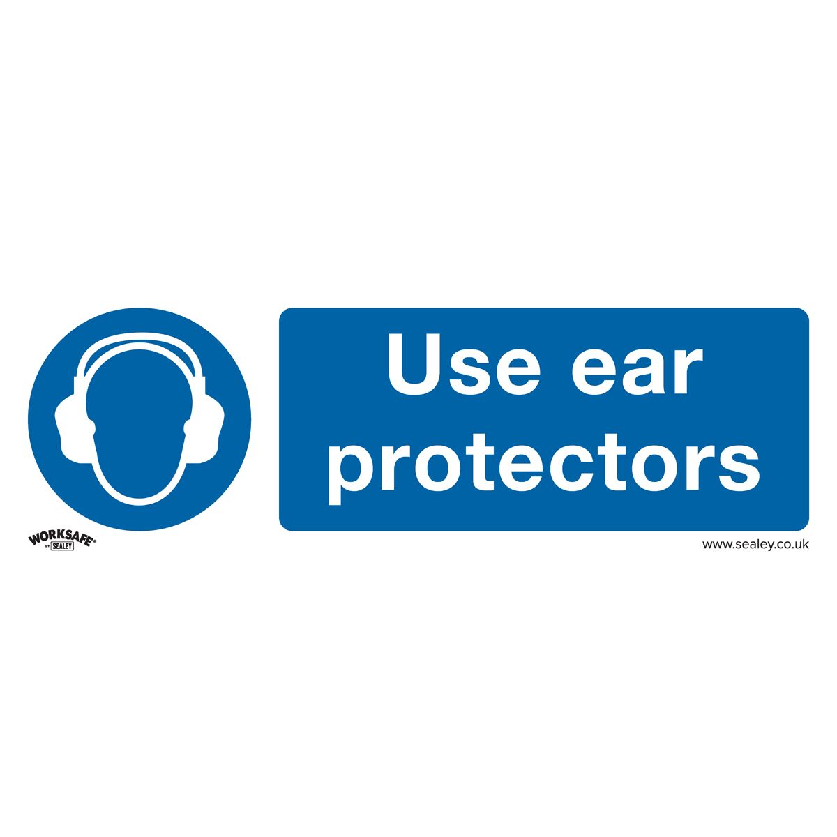 Sealey Mandatory Safety Sign - Use Ear Protectors - Self-Adhesive Vinyl - Pack of 10 SS10V10