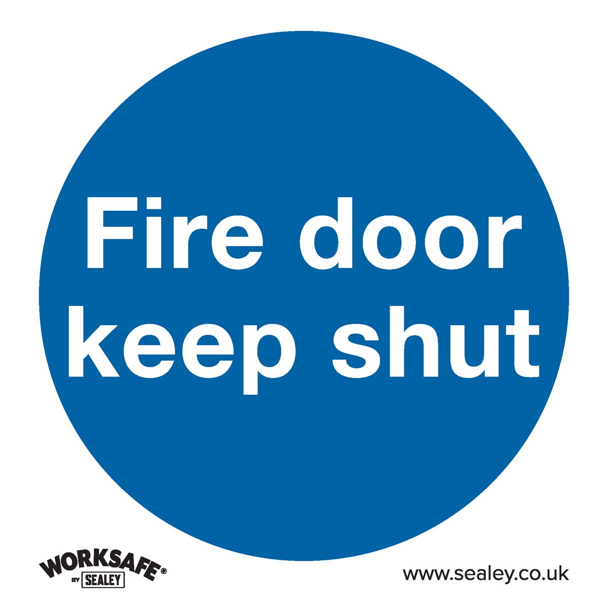 Sealey Mandatory Safety Sign - Fire Door Keep Shut - Rigid Plastic - Pack of 10 SS1P10