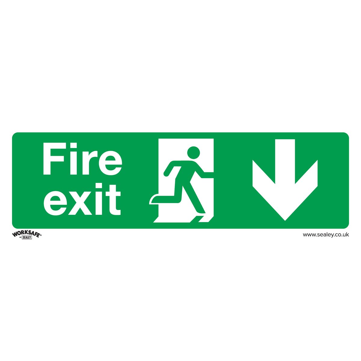 Sealey Safe Conditions Safety Sign - Fire Exit (Down) - Rigid Plastic - Pack of 10 SS22P10