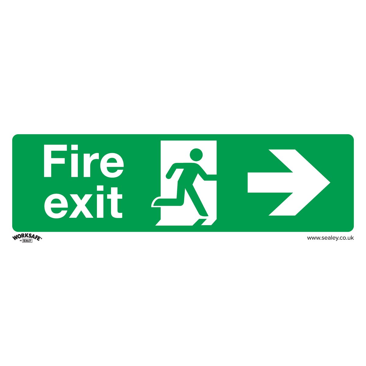 Sealey Safe Conditions Safety Sign - Fire Exit (Right) - Rigid Plastic - Pack of 10 SS24P10