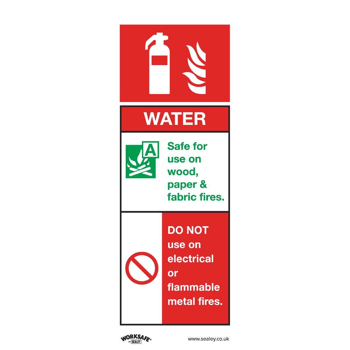 Sealey Safe Conditions Safety Sign - Water Fire Extinguisher - Self-Adhesive Vinyl - Pack of 10 SS27V10