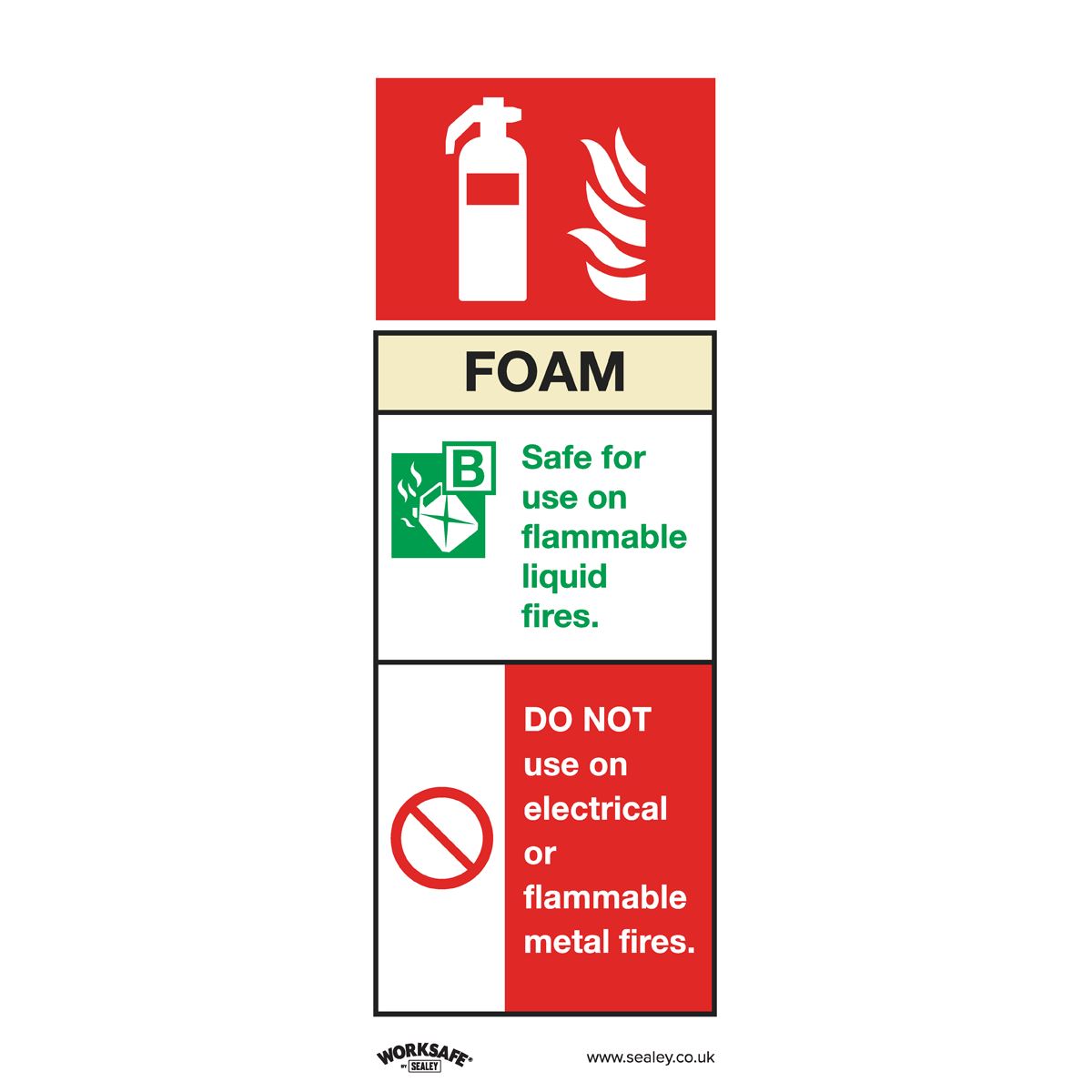 Sealey Safe Conditions Safety Sign - Foam Fire Extinguisher - Self-Adhesive Vinyl SS30V1