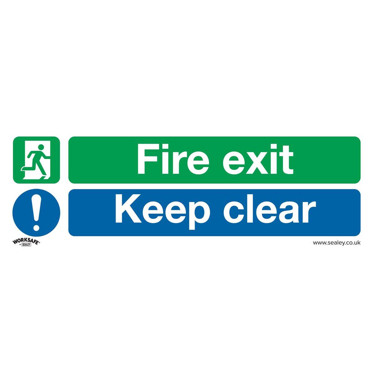 Sealey Safe Conditions Safety Sign - Fire Exit Keep Clear (Large) - Rigid Plastic SS32P1