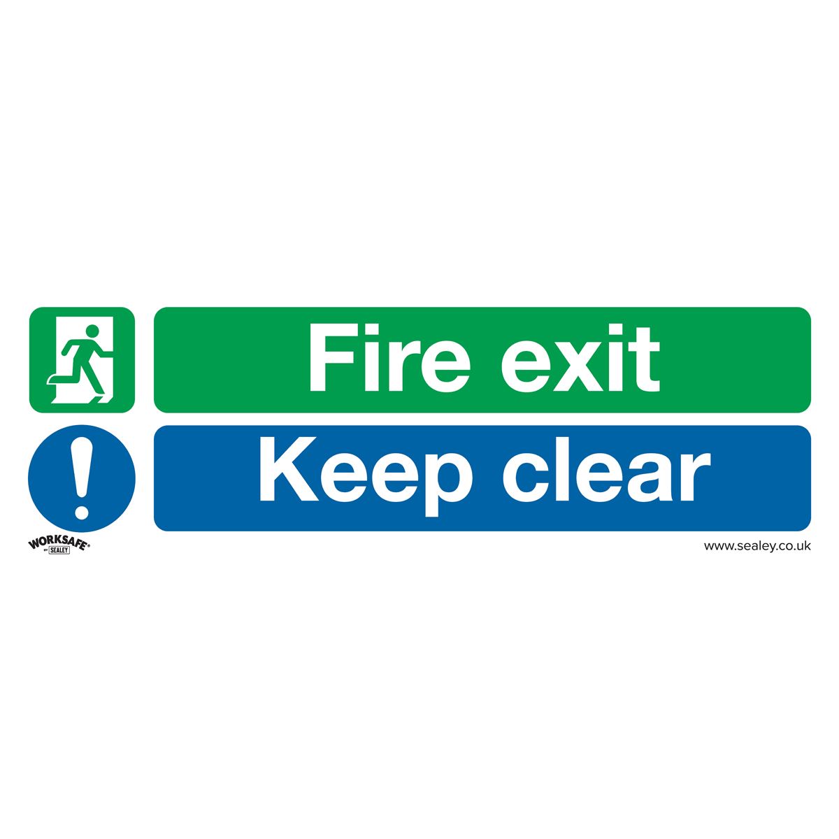 Sealey Safe Conditions Safety Sign - Fire Exit Keep Clear (Large) - Rigid Plastic - Pack of 10 SS32P10