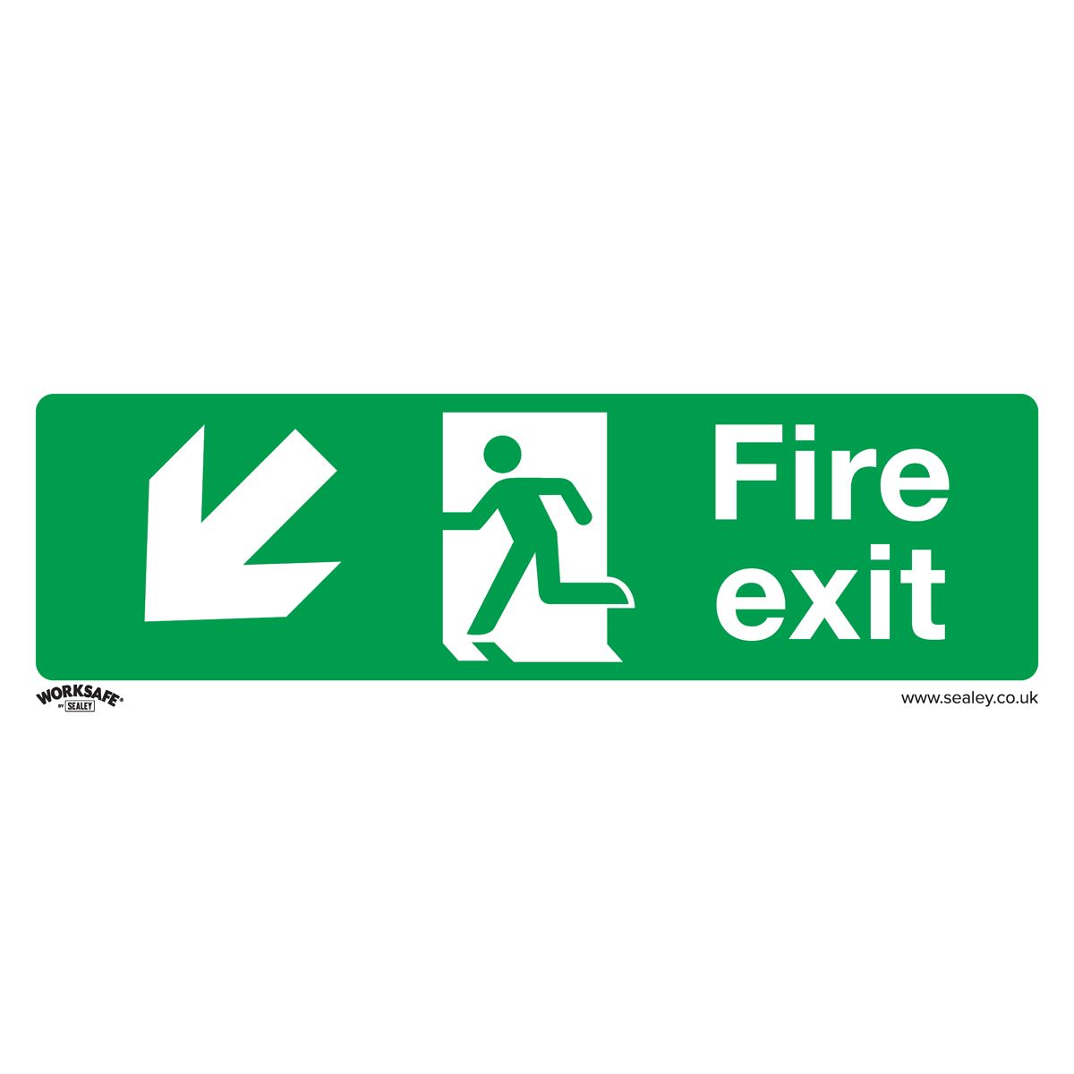 Sealey Safe Conditions Safety Sign - Fire Exit (Down Left) - Rigid Plastic - Pack of 10 SS34P10