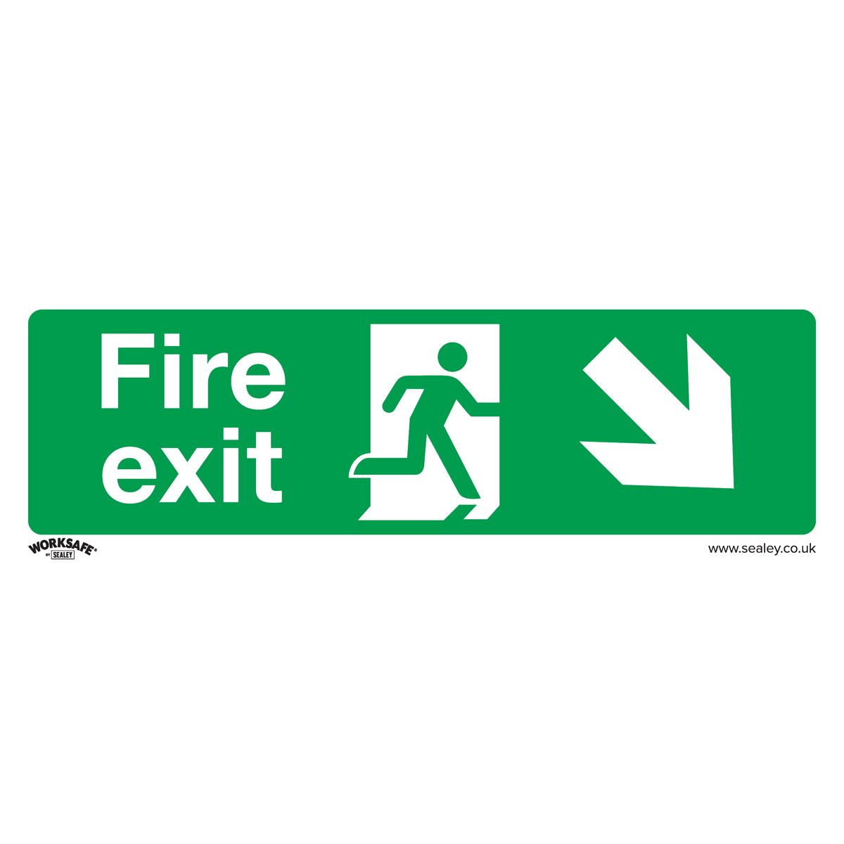Sealey Safe Conditions Safety Sign - Fire Exit (Down Right) - Rigid Plastic - Pack of 10 SS36P10