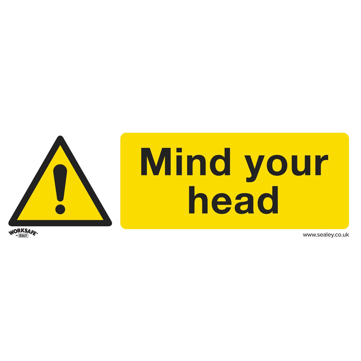 Sealey Warning Safety Sign - Mind Your Head - Self-Adhesive Vinyl - Pack of 10 SS39V10