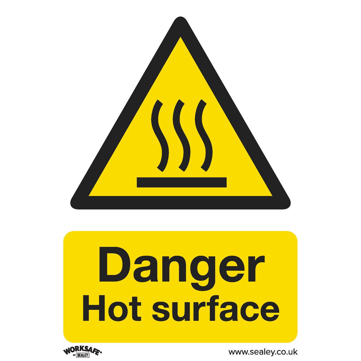 Sealey Warning Safety Sign - Danger Hot Surface - Rigid Plastic - Pack of 10 SS42P10