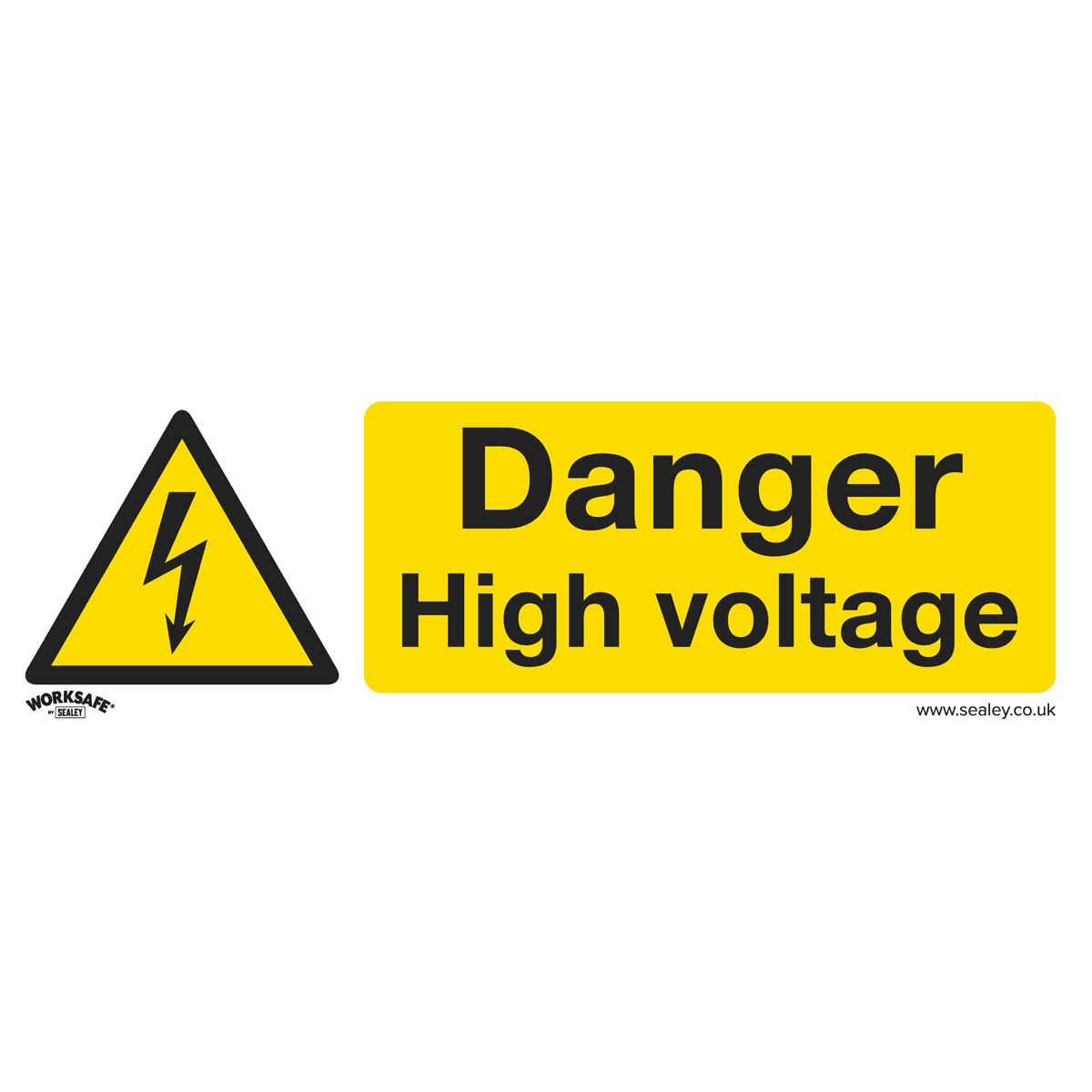 Sealey Warning Safety Sign - Danger High Voltage - Self-Adhesive Vinyl - Pack of 10 SS48V10