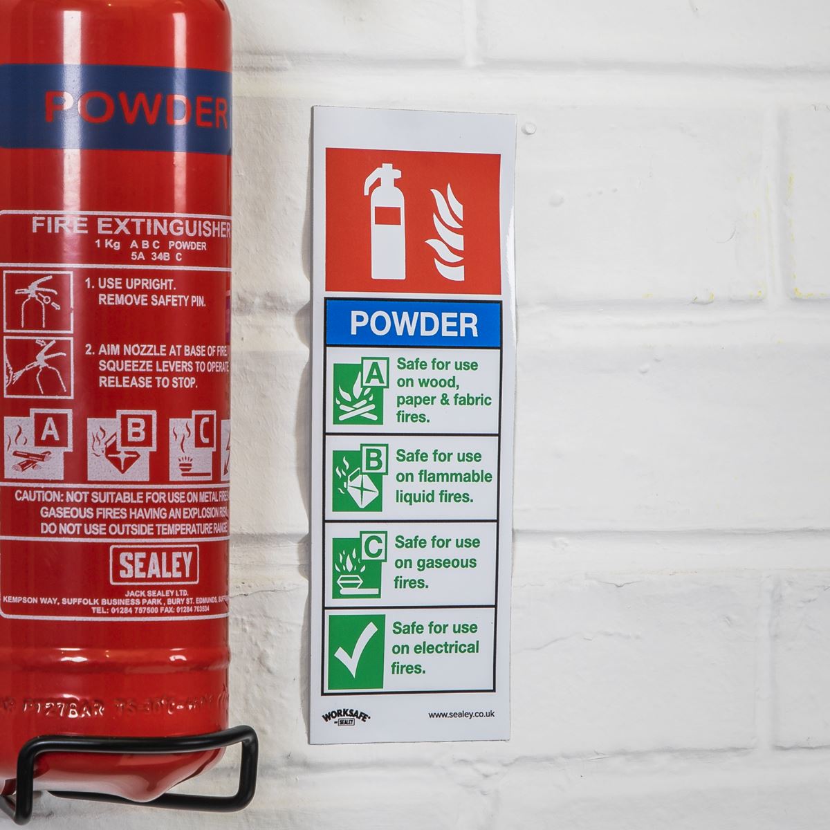 Sealey Safe Conditions Safety Sign - Powder Fire Extinguisher - Rigid Plastic SS52P1