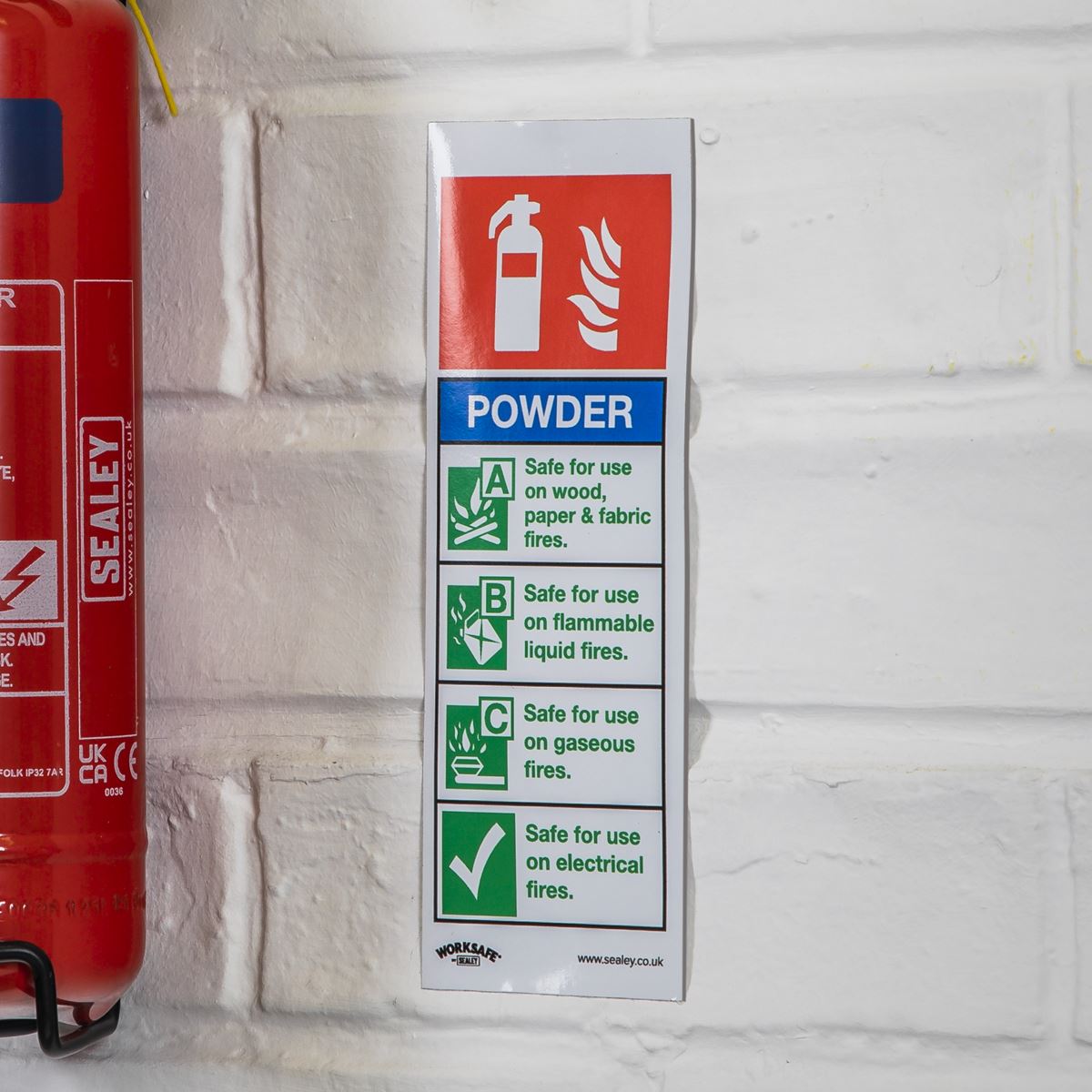 Sealey Safe Conditions Safety Sign - Powder Fire Extinguisher - Rigid Plastic SS52P1