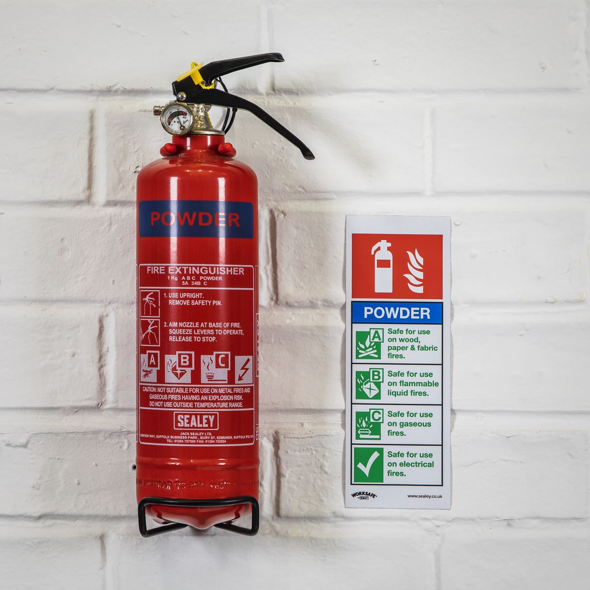 Sealey Safe Conditions Safety Sign - Powder Fire Extinguisher - Self-Adhesive Vinyl - Pack of 10 SS52V10