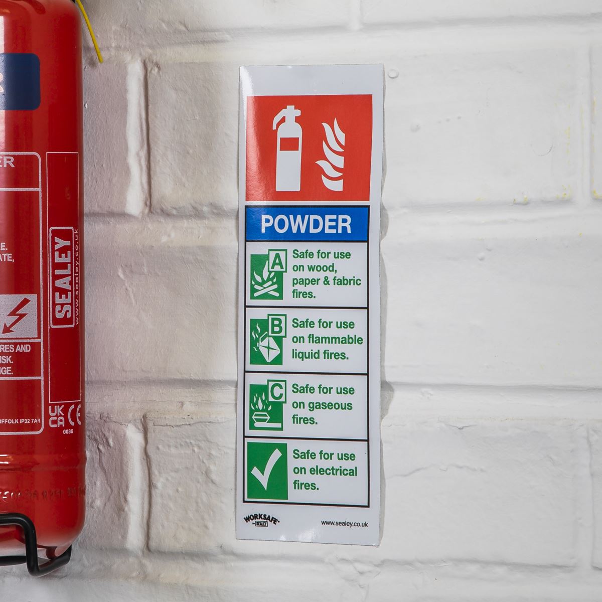 Sealey Safe Conditions Safety Sign - Powder Fire Extinguisher - Self-Adhesive Vinyl - Pack of 10 SS52V10