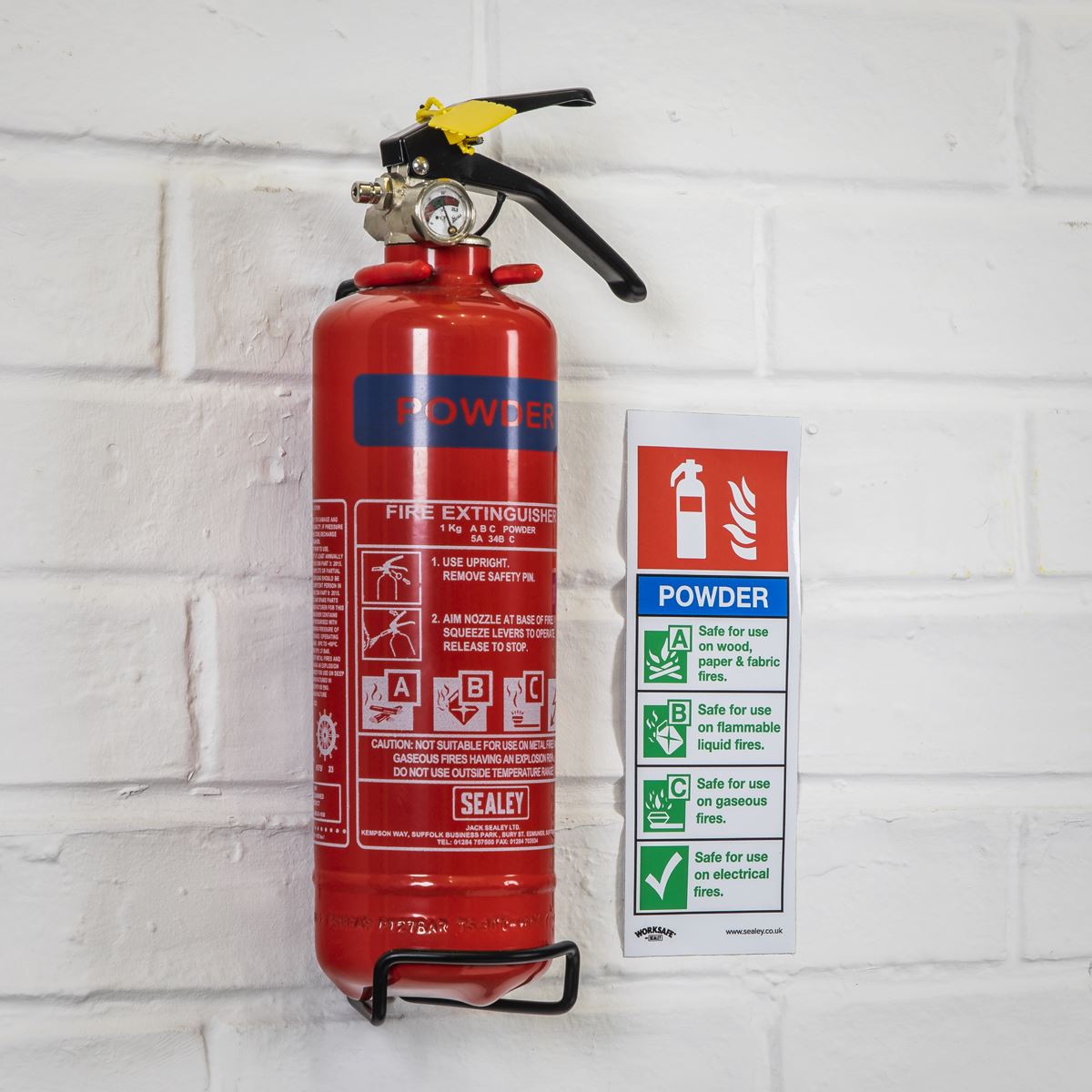 Sealey Safe Conditions Safety Sign - Powder Fire Extinguisher - Self-Adhesive Vinyl - Pack of 10 SS52V10