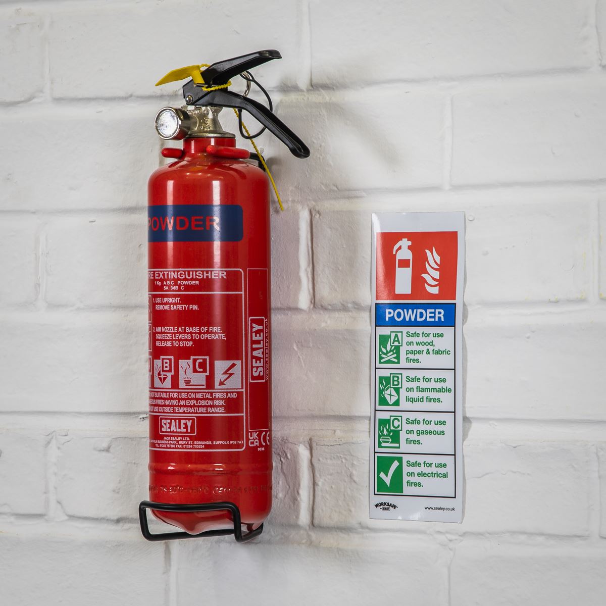 Sealey Safe Conditions Safety Sign - Powder Fire Extinguisher - Self-Adhesive Vinyl SS52V1