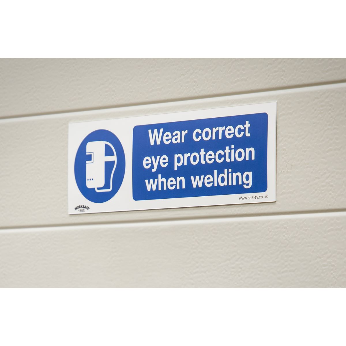 Sealey Mandatory Safety Sign - Wear Eye Protection When Welding - Rigid Plastic SS54P1