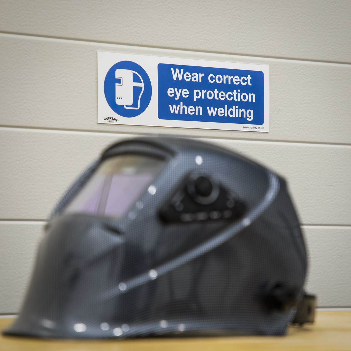 Sealey Mandatory Safety Sign - Wear Eye Protection When Welding - Rigid Plastic SS54P1
