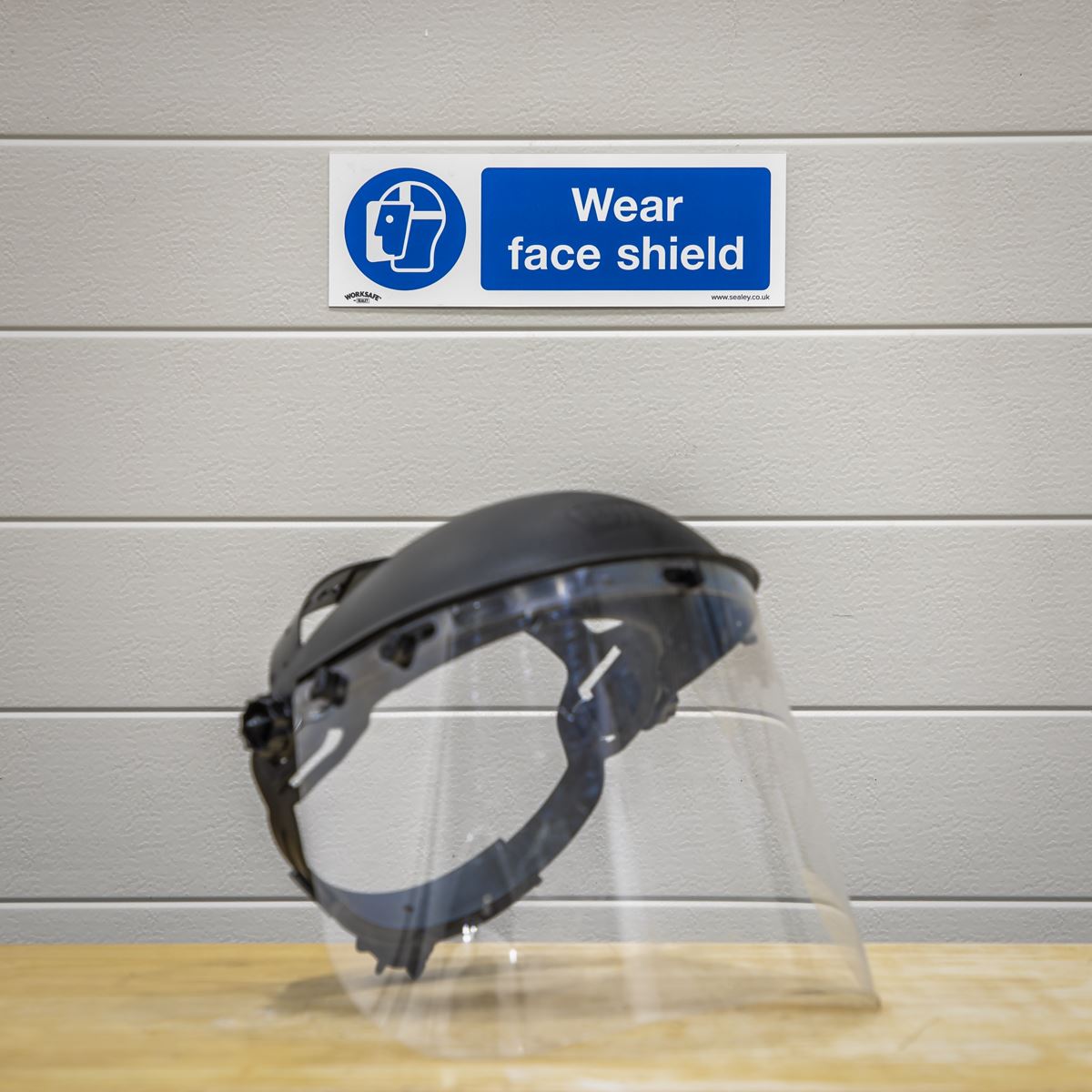 Sealey Mandatory Safety Sign - Wear Face Shield - Self-Adhesive Vinyl SS55V1