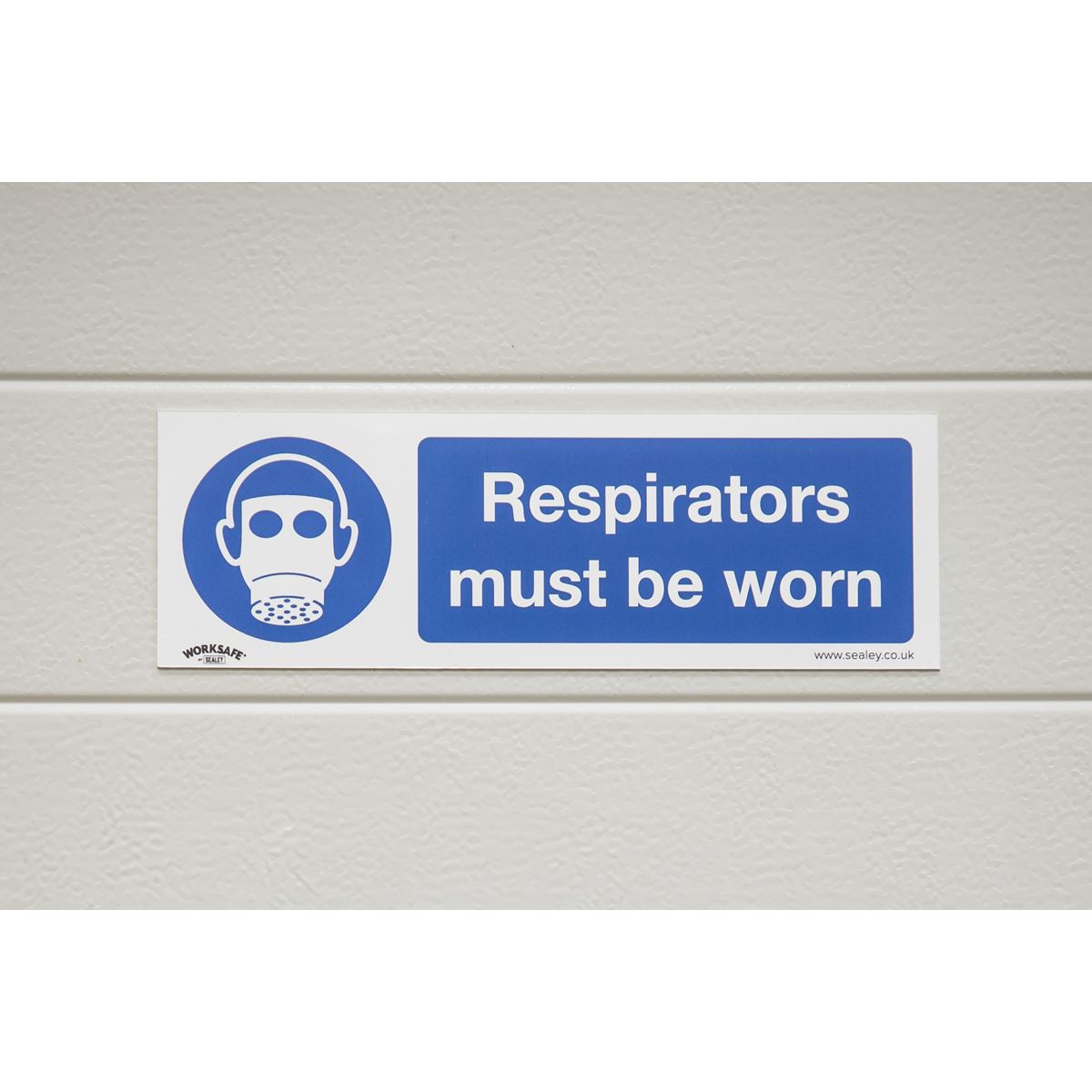 Sealey Mandatory Safety Sign - Respirators Must Be Worn - Self-Adhesive Vinyl - Pack of 10 SS56V10
