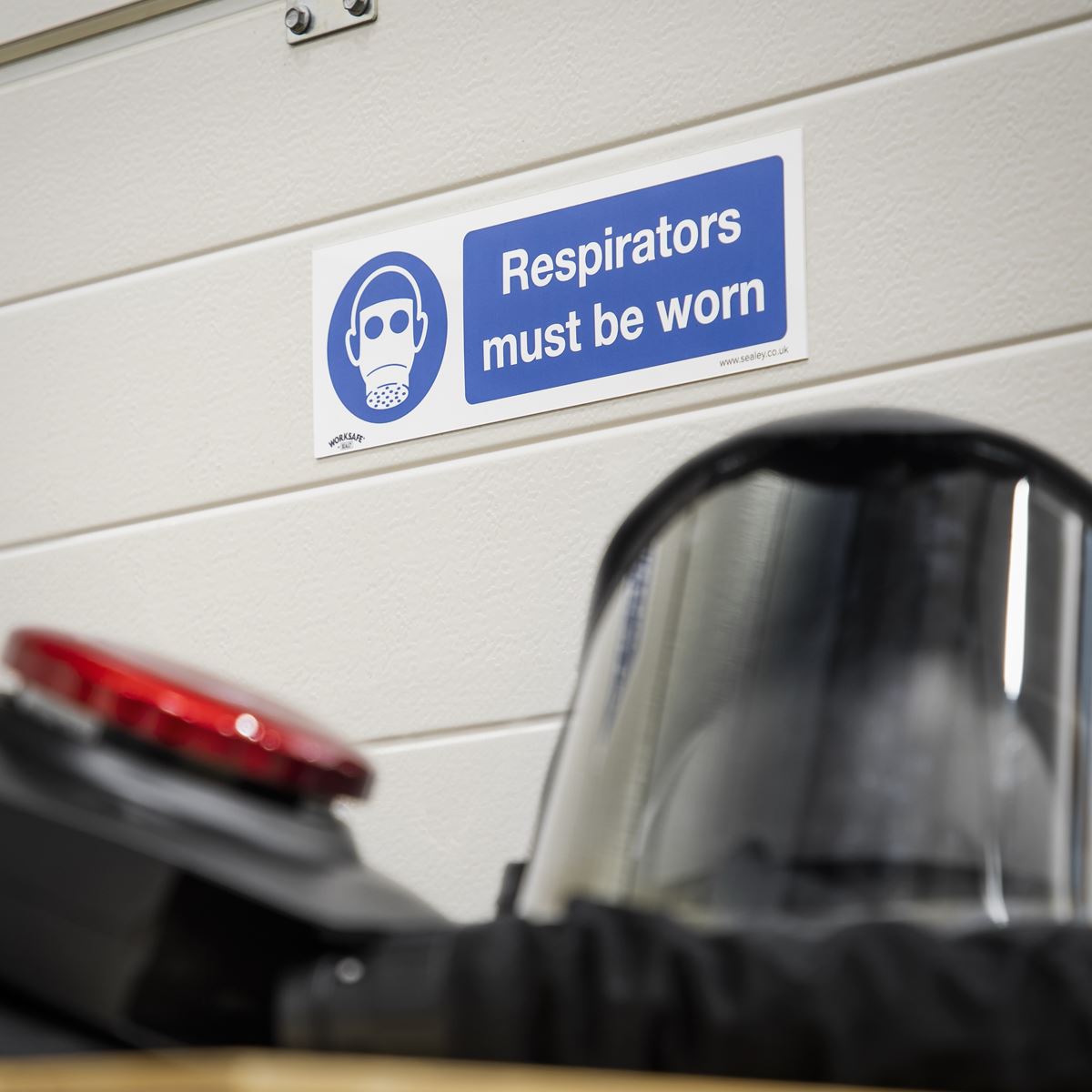 Sealey Mandatory Safety Sign - Respirators Must Be Worn - Self-Adhesive Vinyl - Pack of 10 SS56V10