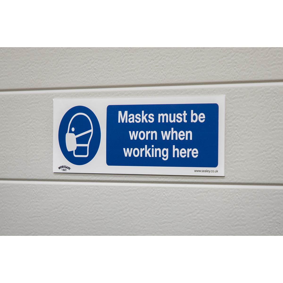 Sealey Mandatory Safety Sign - Masks Must Be Worn - Rigid Plastic SS57P1