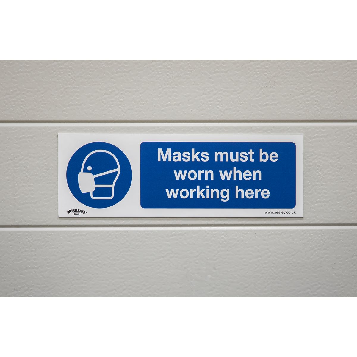 Sealey Mandatory Safety Sign - Masks Must Be Worn - Self-Adhesive Vinyl - Pack of 10 SS57V10