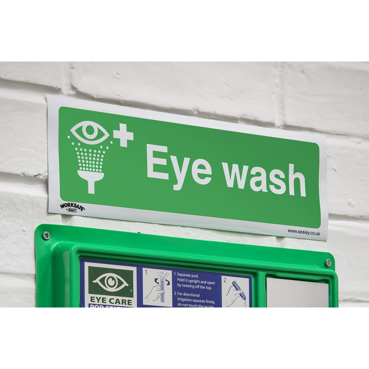 Sealey Safe Conditions Safety Sign - Eye Wash - Self-Adhesive Vinyl - Pack of 10 SS58V10