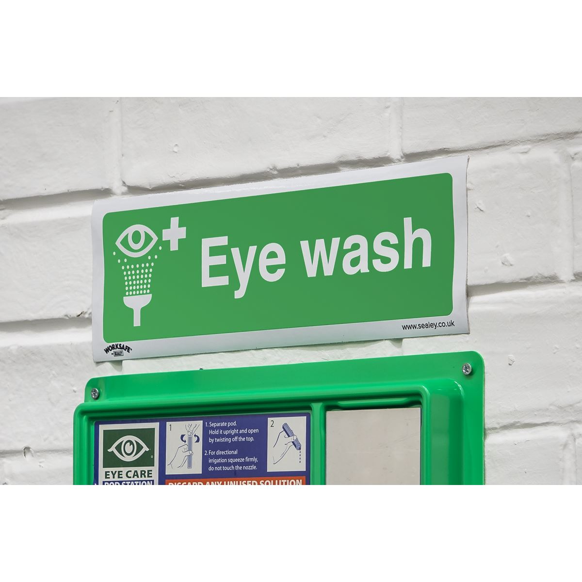 Sealey Safe Conditions Safety Sign - Eye Wash - Self-Adhesive Vinyl - Pack of 10 SS58V10