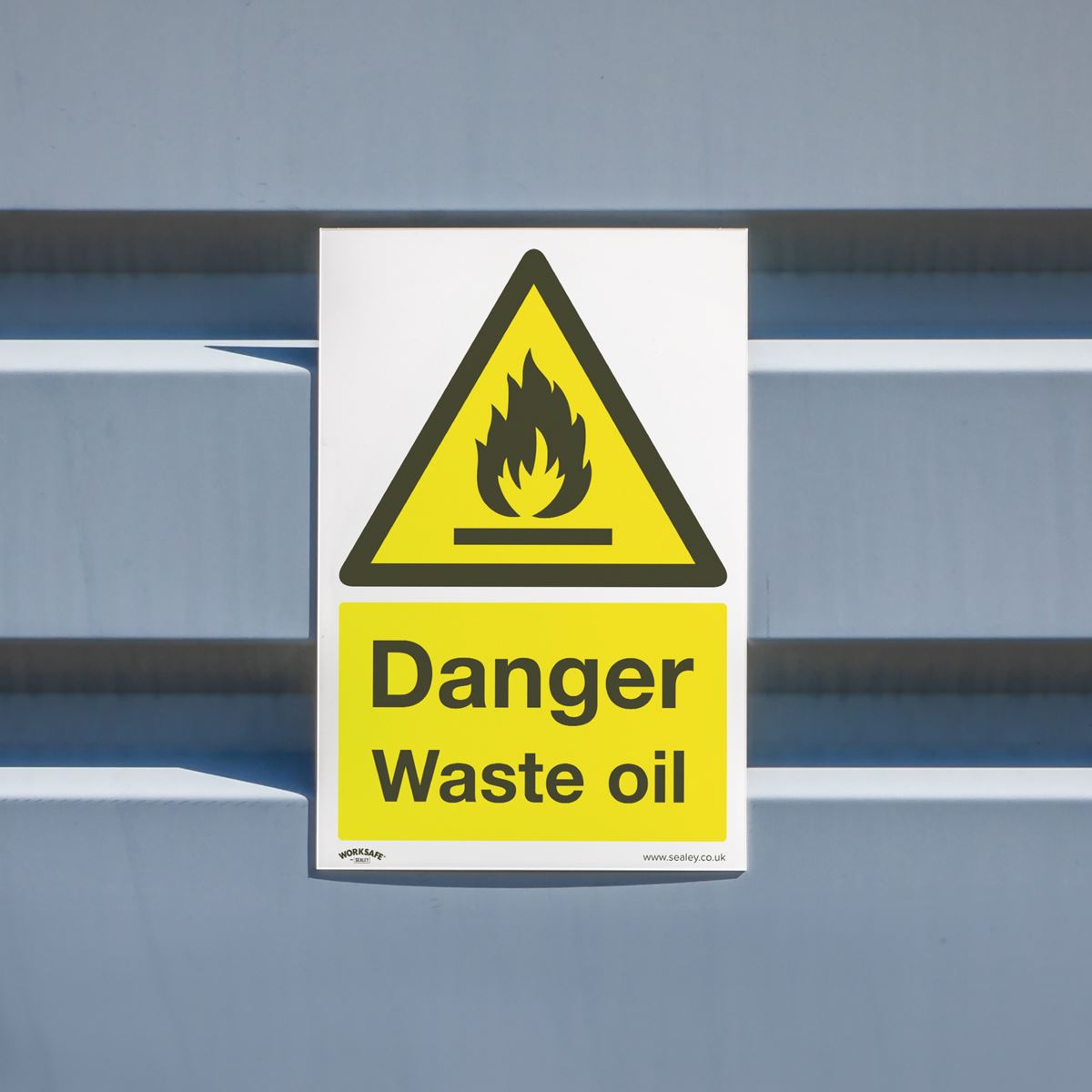 Sealey Warning Safety Sign - Danger Waste Oil - Self-Adhesive Vinyl SS60V1