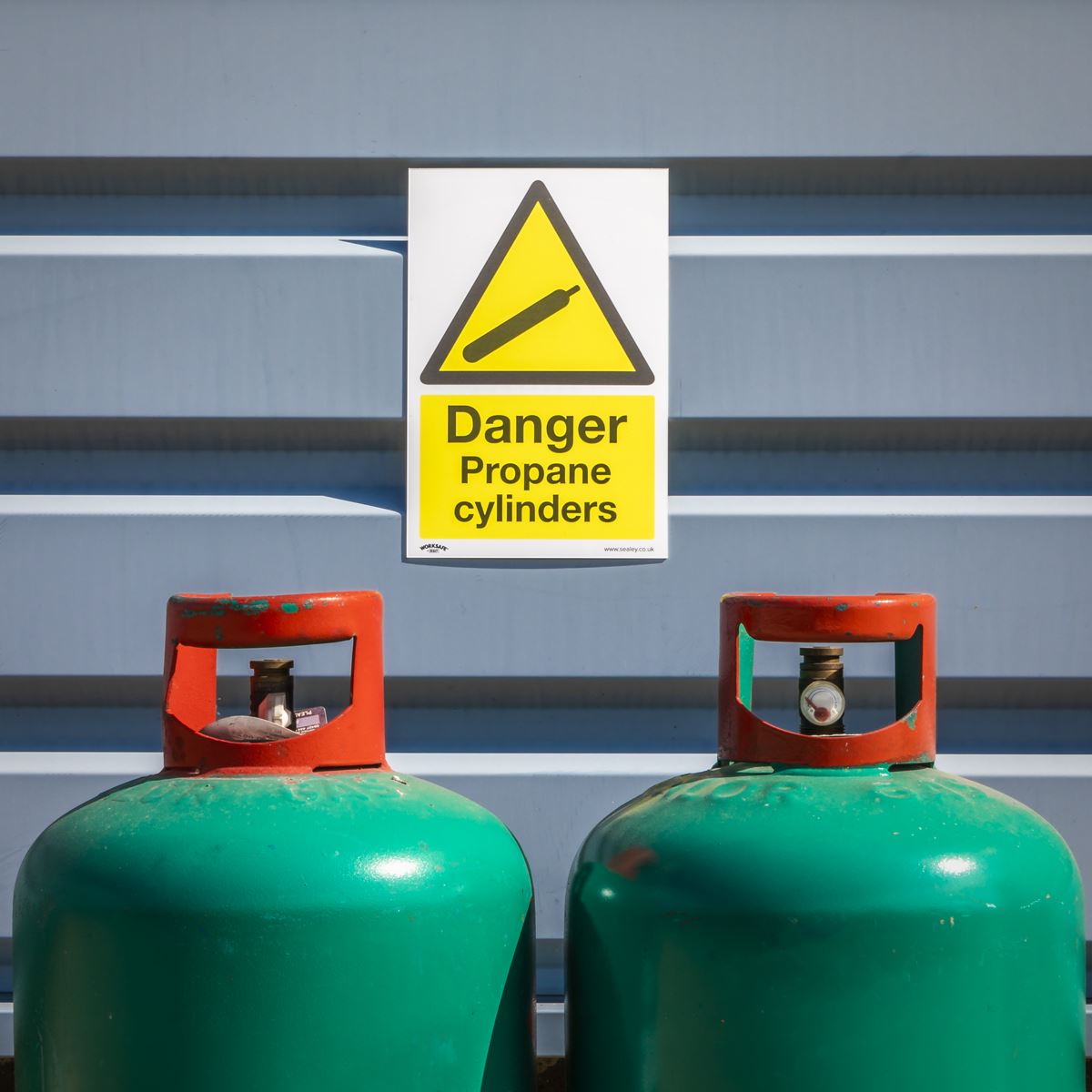Sealey Warning Safety Sign - Danger Propane Cylinders - Self-Adhesive Vinyl SS62V1