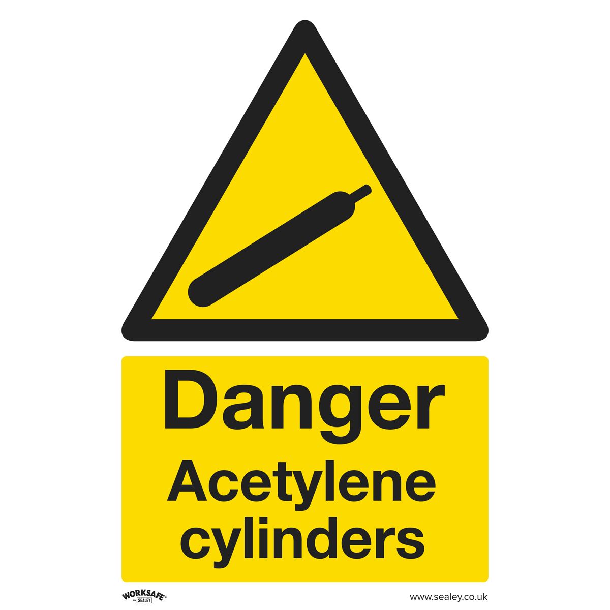Sealey Warning Safety Sign - Danger Acetylene Cylinders - Self-Adhesive Vinyl SS63V1