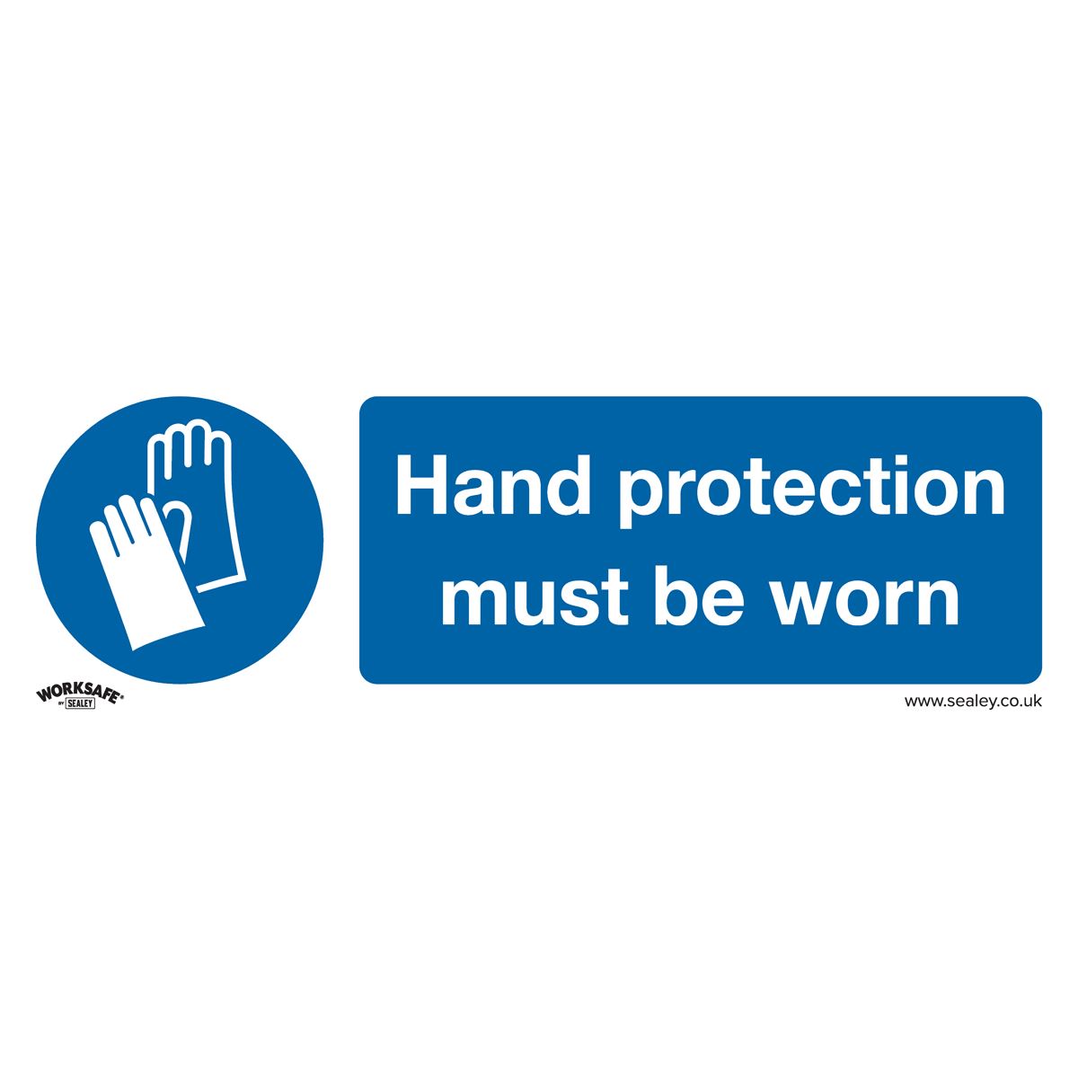 Sealey Mandatory Safety Sign - Hand Protection Must Be Worn - Rigid Plastic - Pack of 10 SS6P10