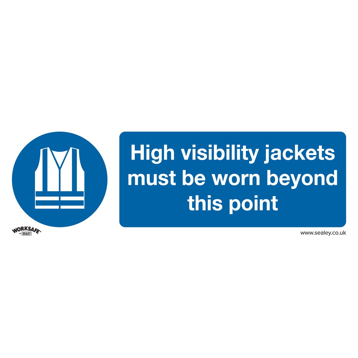 Sealey Mandatory Safety Sign - High Visibility Jackets Must Be Worn Beyond This Point - Self-Adhesive Vinyl - Pack of 10 SS9V10