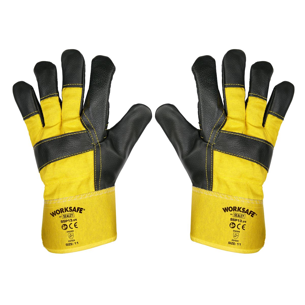 Sealey Rigger's Gloves Hide Palm - Pack of 6 Pairs SSP13/6