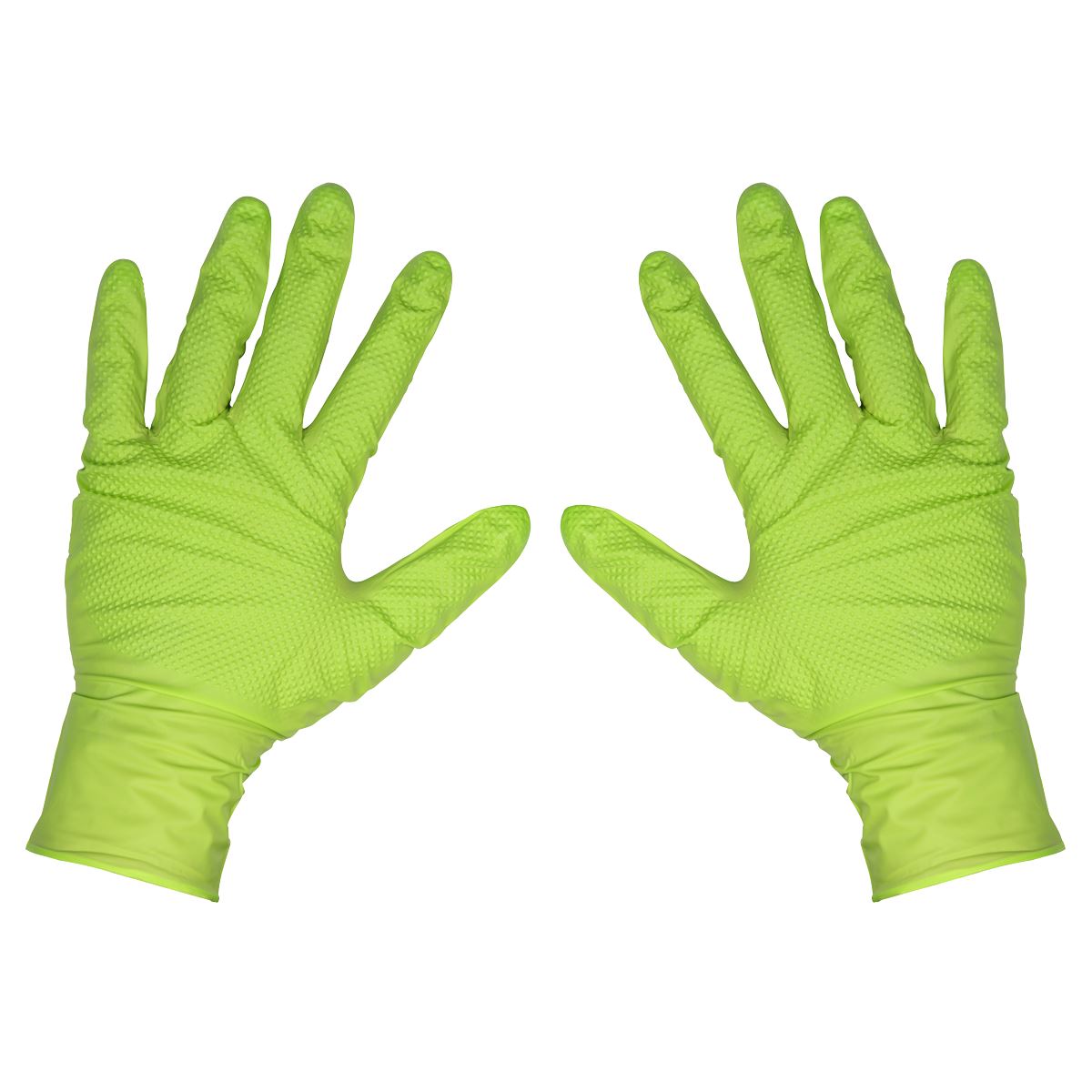 Sealey Extra Thick Nitrile Powder Free Gloves Hi-Vis Green L Pack of 50 SSP54L