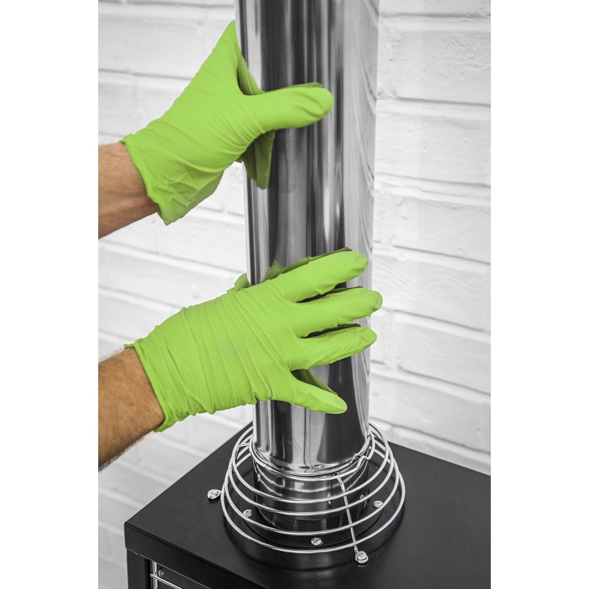 Sealey Extra Thick Nitrile Powder Free Gloves Hi-Vis Green XL Pack 50 SSP54XL