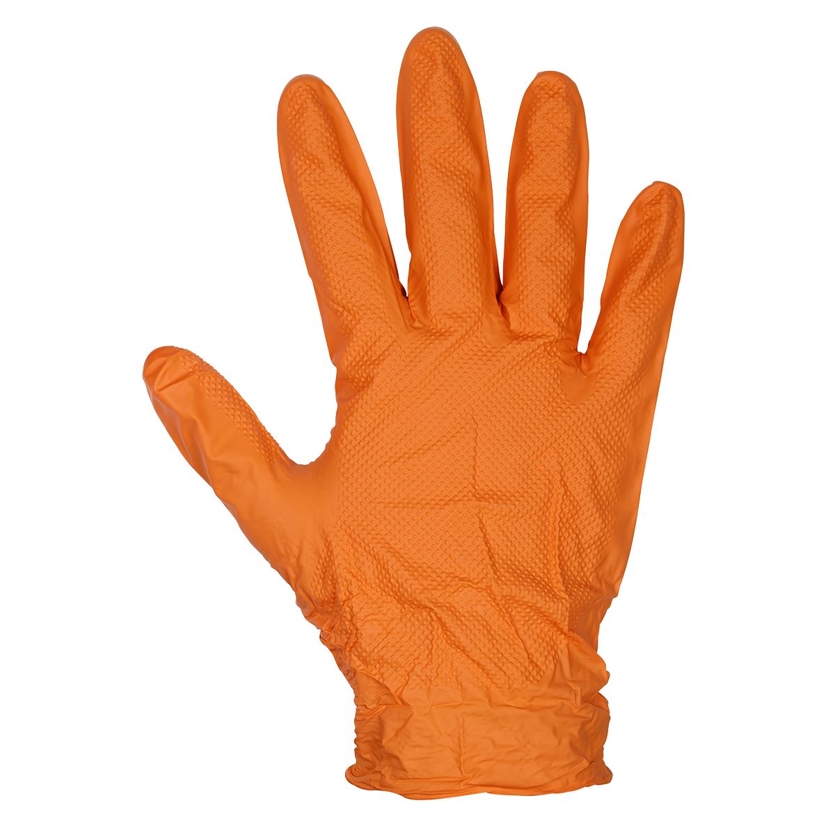 Sealey Orange Diamond Grip Extra-Thick Nitrile Powder- Free Gloves Large - Pack of 50 SSP56L