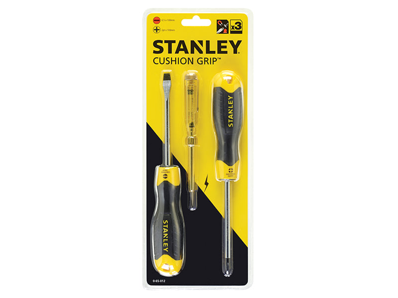 STANLEY® Cushion Grip Screwdriver Set, 3 Piece/Voltage Tester STA065012